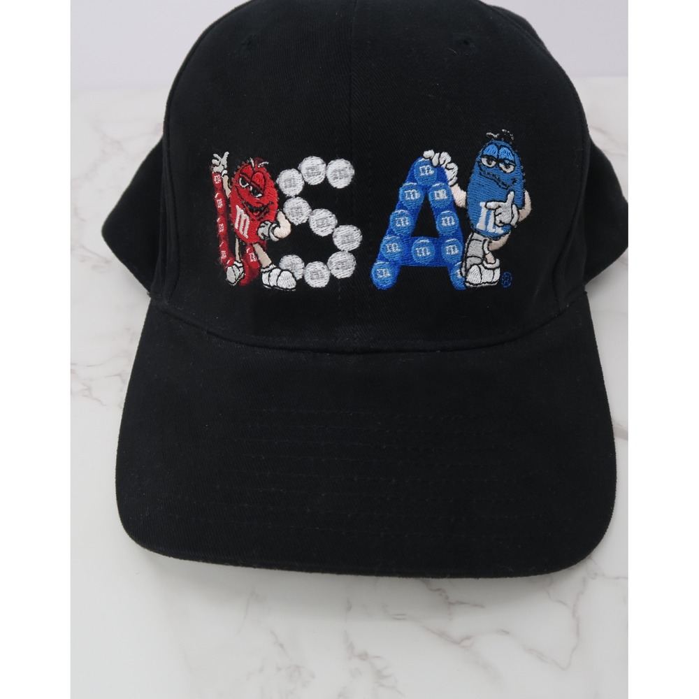 M&M's World USA Light Up Fiber Optic Baseball‎ Cap Black Cotton Hat Adjustable